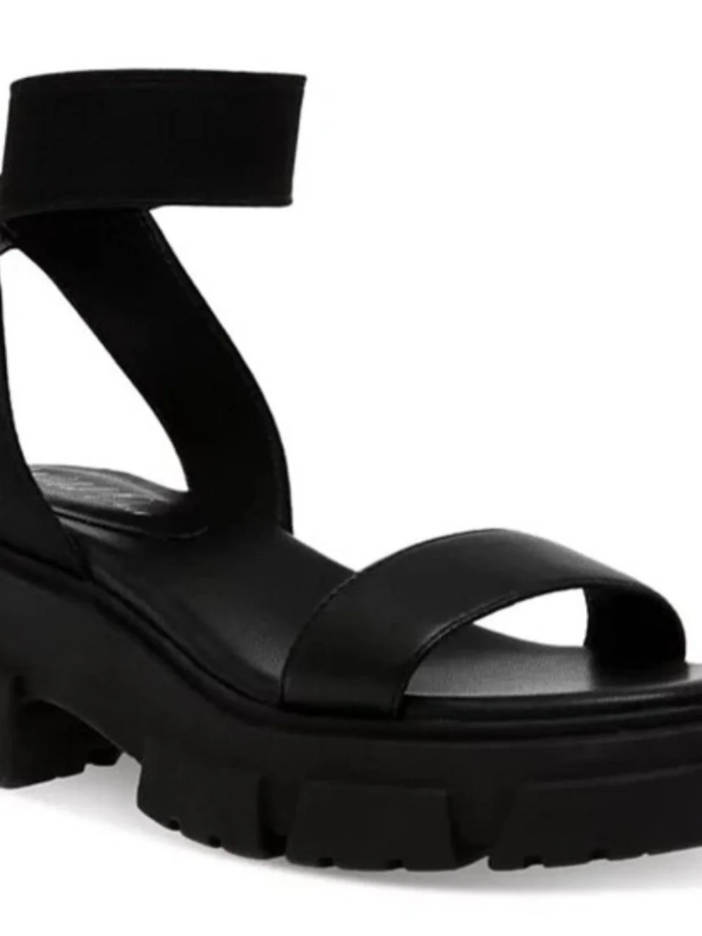 Women's Black Chunky Ankle-Strap Sandal